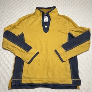 Fat Face Airlie Jumper Men's size M Yellow Quarter Zip Mock Pullover Sweater
